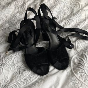 TopShop Velvet Lace-Up Heels